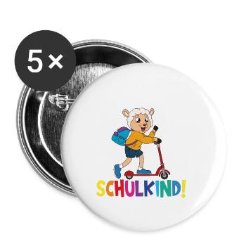 Inscription scolaire 2024 de l’école de la rentrée scolaire - Lot de 5 grands badges (56 mm) - blanc - Devant