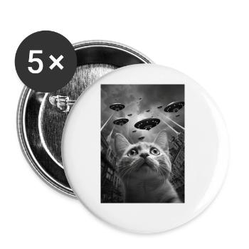 Chat selfie OVNI - Lot de 5 grands badges (56 mm) - blanc - Devant