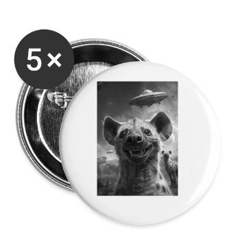 Ufo Selfie Hyäne - Buttons groß 56 mm (5er Pack) - Weiß - Vorne