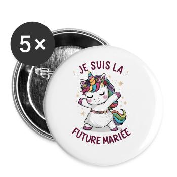 I'm The Bride To Be Wedding Unicorn Woman - Buttons large 2.2''/56 mm (5-pack) - white - Front