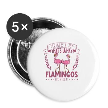 Federn und Freude - Flamingo - Buttons groß 56 mm (5er Pack) - Weiß - Vorne