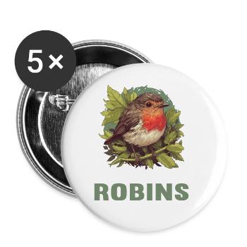 Robin Rotkehlchen - Buttons large 2.2''/56 mm (5-pack) - white - Front