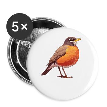 Robin Rotkehlchen - Buttons large 2.2''/56 mm (5-pack) - white - Front