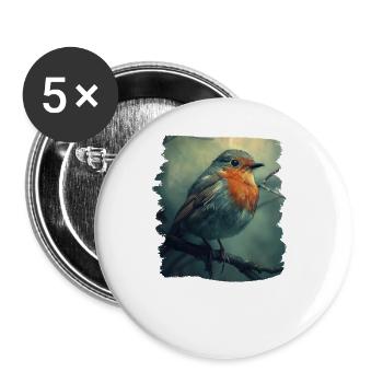 Robin Rotkehlchen - Buttons large 2.2''/56 mm (5-pack) - white - Front