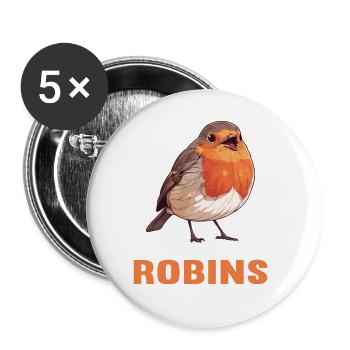 Robin Rotkehlchen - Buttons large 2.2''/56 mm (5-pack) - white - Front