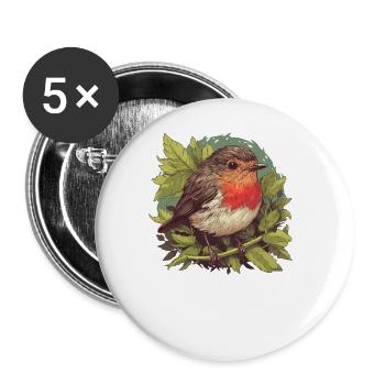 Robin Rotkehlchen - Buttons large 2.2''/56 mm (5-pack) - white - Front