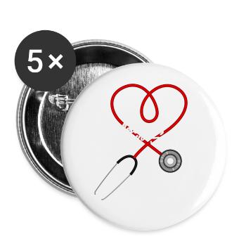 Cardiology Squad Cardiologist Heart Nurse Doctor - Buttons groß 56 mm (5er Pack) - Weiß - Vorne