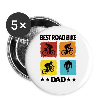 Best Road Bike Dad - Buttons large 2.2''/56 mm (5-pack) - white - Front