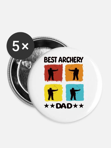 Best Archery Dad - Buttons groß 56 mm (5er Pack) - Weiß