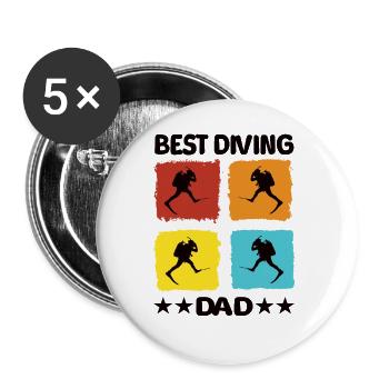 Best Diving Dad - Buttons groß 56 mm (5er Pack) - Weiß - Vorne