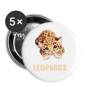 Leoparden Leopard - Buttons large 2.2''/56 mm (5-pack) - white - Front