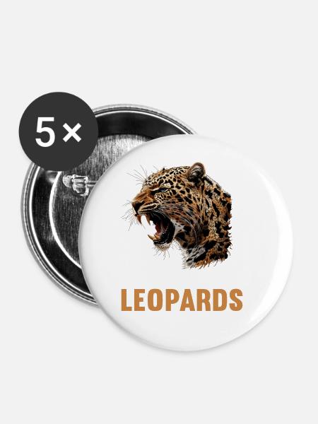 Leoparden Leopard - Buttons groß 56 mm (5er Pack) - Weiß