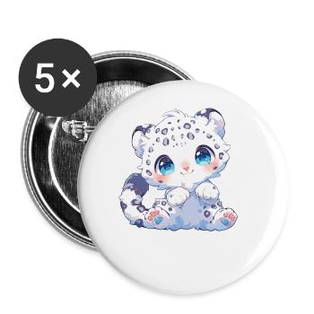 Snow Leopard Schneeleoparden Schneeleopard - Buttons large 2.2''/56 mm (5-pack) - white - Front