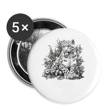Snow Leopard Schneeleoparden Schneeleopard - Buttons large 2.2''/56 mm (5-pack) - white - Front