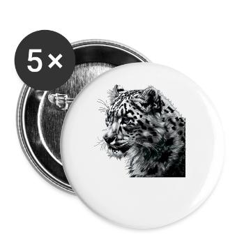 Snow Leopard Schneeleoparden Schneeleopard - Buttons large 2.2''/56 mm (5-pack) - white - Front