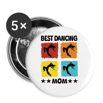 Best Dancing Mom - Buttons large 2.2''/56 mm (5-pack) - white - Front