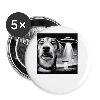Chien choqué et ovnis - Science-Fi Surprise Design - Lot de 5 grands badges (56 mm) - blanc - Devant
