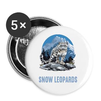 Snow Leopard Schneeleoparden Schneeleopard - Buttons large 2.2''/56 mm (5-pack) - white - Front