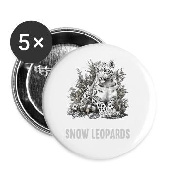 Snow Leopard Schneeleoparden Schneeleopard - Buttons large 2.2''/56 mm (5-pack) - white - Front