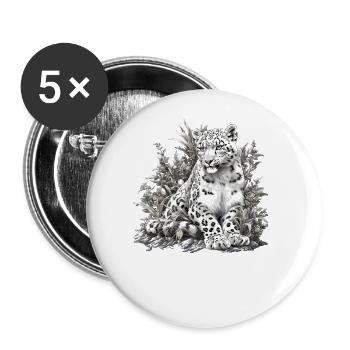 Snow Leopard Schneeleoparden Schneeleopard - Buttons large 2.2''/56 mm (5-pack) - white - Front