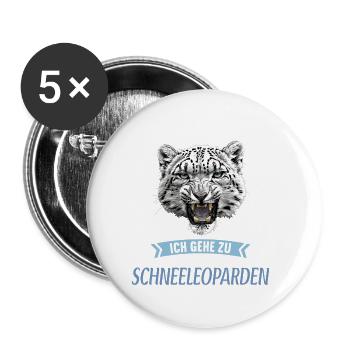 Léopard des neiges Schneeleoparden Schneeleopard - Lot de 5 grands badges (56 mm) - blanc - Devant
