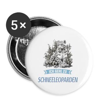 Snow Leopard Schneeleoparden Schneeleopard - Buttons large 2.2''/56 mm (5-pack) - white - Front
