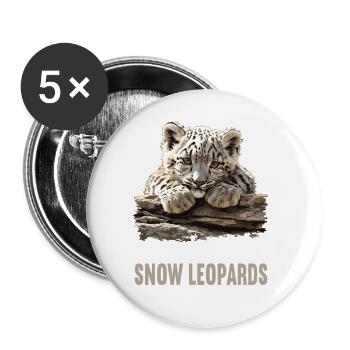 Snow Leopard Schneeleoparden Schneeleopard - Buttons large 2.2''/56 mm (5-pack) - white - Front