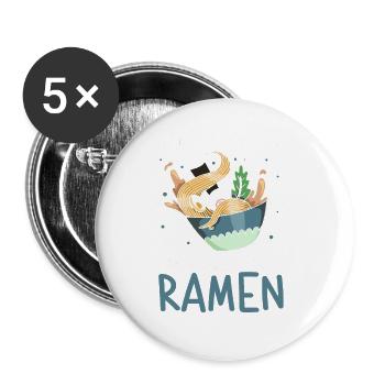 Ramen Lover Japanese Noodle Soup Ramen - Buttons large 2.2''/56 mm (5-pack) - white - Front