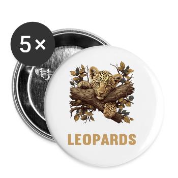 Leoparden Leopard - Buttons large 2.2''/56 mm (5-pack) - white - Front