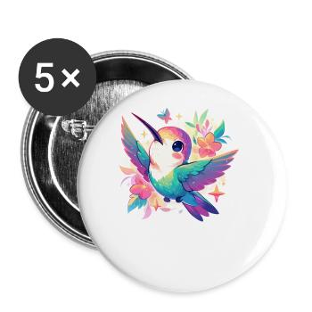 Hummingbird Kolibris Kolibri - Buttons groß 56 mm (5er Pack) - Weiß - Vorne