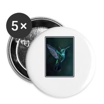 Hummingbird Kolibris Kolibri - Buttons groß 56 mm (5er Pack) - Weiß - Vorne