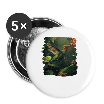 Hummingbird Kolibris Kolibri - Buttons groß 56 mm (5er Pack) - Weiß - Vorne
