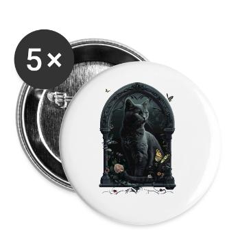 Chartreux Cat - Buttons large 2.2''/56 mm (5-pack) - white - Front