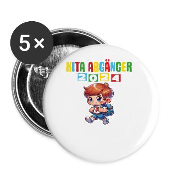 Kita Abgänger 2024 Einschulung 2024 - Buttons groß 56 mm (5er Pack) - Weiß - Vorne