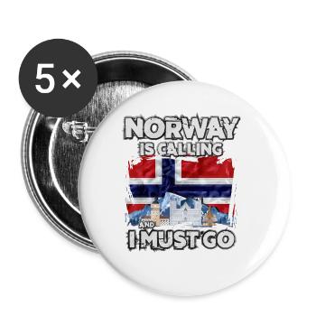 Norwegen - Buttons groß 56 mm (5er Pack) - Weiß - Vorne
