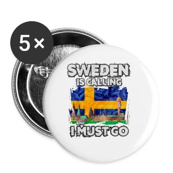 Schweden - Buttons groß 56 mm (5er Pack) - Weiß - Vorne