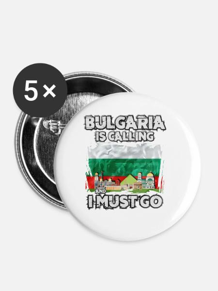 Bulgarien - Buttons groß 56 mm (5er Pack) - Weiß