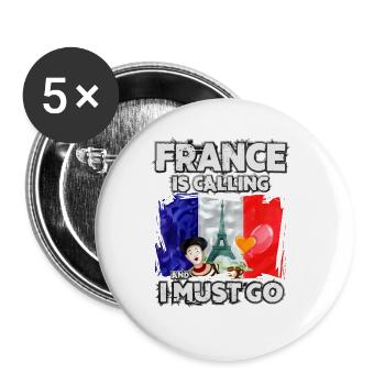 France - Lot de 5 grands badges (56 mm) - blanc - Devant