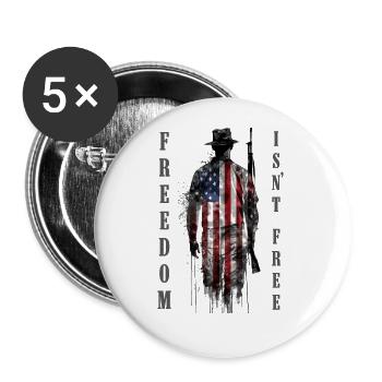 Freiheit ist nicht umsonst - Patriotisches Soldatendesign - Buttons groß 56 mm (5er Pack) - Weiß - Vorne
