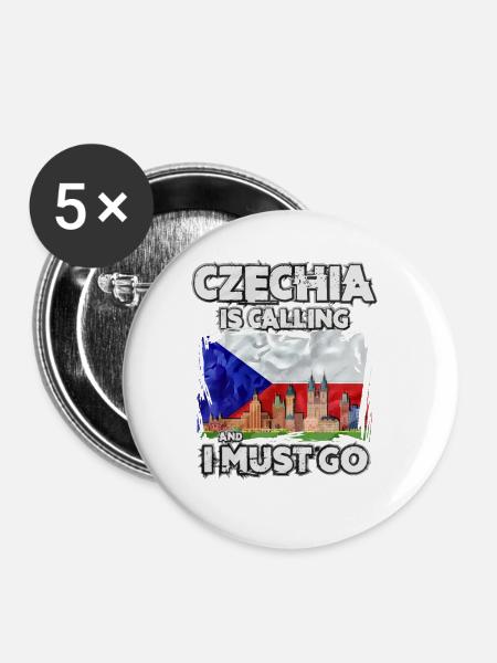Tschechien - Buttons groß 56 mm (5er Pack) - Weiß