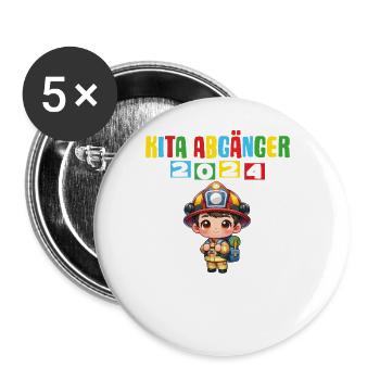 Kita Abgänger 2024 Einschulung 2024 - Buttons groß 56 mm (5er Pack) - Weiß - Vorne