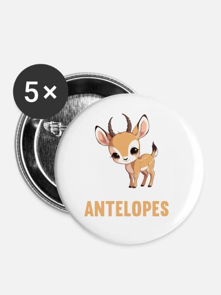 Antelope Antilopen Antilope - Buttons groß 56 mm (5er Pack) - Weiß