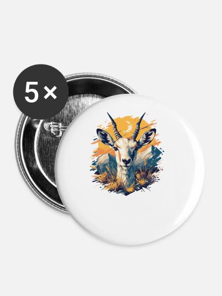 Antelope Antilopen Antilope - Buttons groß 56 mm (5er Pack) - Weiß