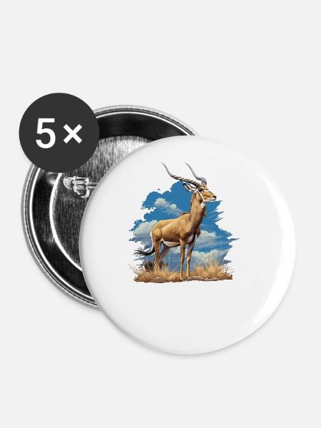Antelope Antilopen Antilope - Buttons groß 56 mm (5er Pack) - Weiß