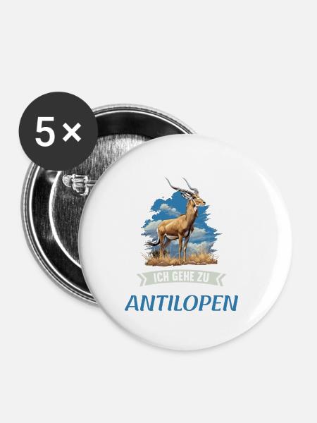 Antelope Antilopen Antilope - Buttons groß 56 mm (5er Pack) - Weiß
