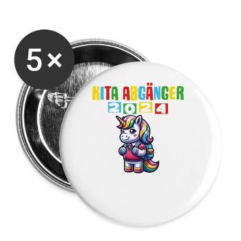 Kita Abgänger 2024 Einschulung 2024 - Buttons groß 56 mm (5er Pack) - Weiß - Vorne