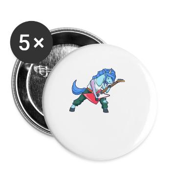 Cartoon unicorn rocks electric guitar - Buttons large 2.2''/56 mm (5-pack) - white - Front
