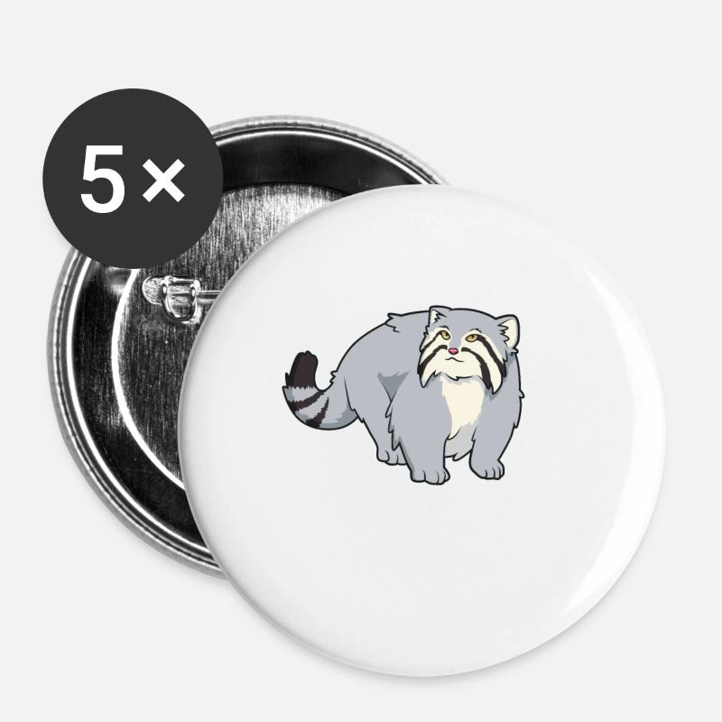 Kawaii Manul - Buttons large 2.2''/56 mm (5-pack) - white