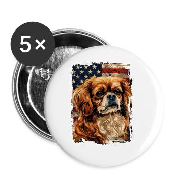 Tibet Spaniel America Usa - Buttons large 2.2''/56 mm (5-pack) - white - Front