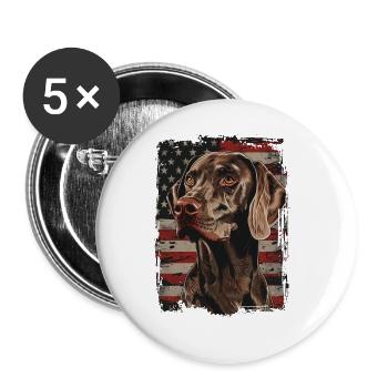 Weimaraner-America USA - Buttons large 2.2''/56 mm (5-pack) - white - Front